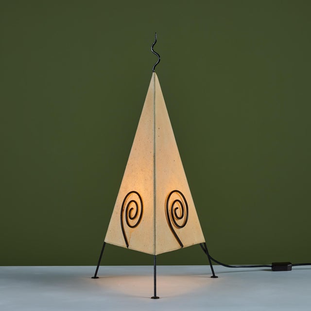 Black Late 20th Century Postmodern Pyramid Paper Shade Table Lamp For Sale - Image 8 of 14