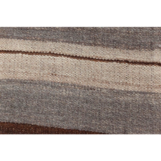 Doris Leslie Blau Vintage Striped Light Beige Hand-Knotted Wool Rug For Sale - Image 4 of 11