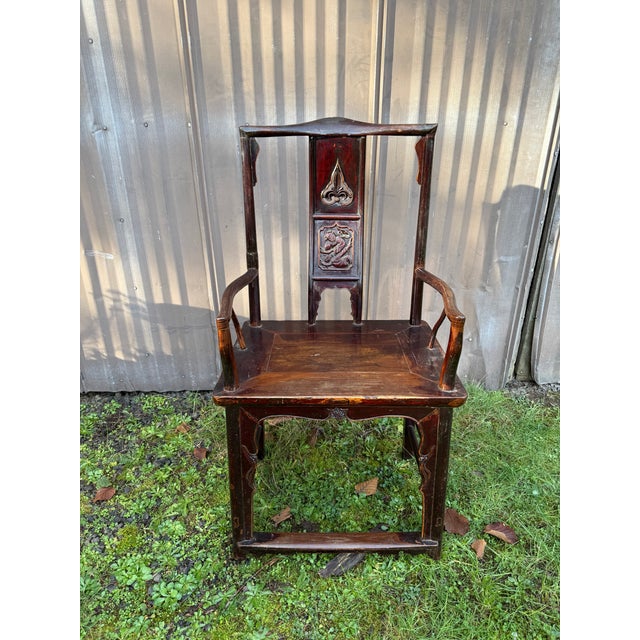 Early 19th Century Antique High Back Official's "Hat" Chair - Qing Dynasty For Sale - Image 5 of 7
