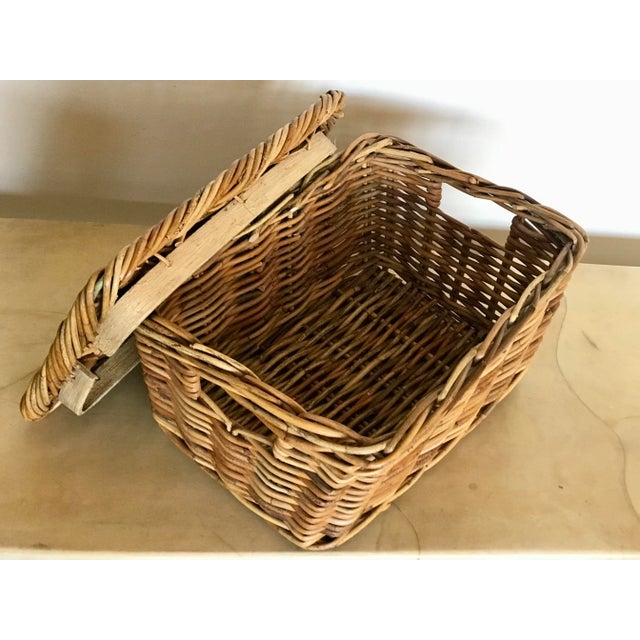 1960s Mid Century French Rattan Storage Baskets- a Pair For Sale - Image 11 of 12