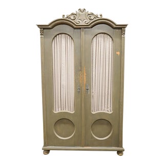 Late 19th Century Antique Hand Painted Swedish Carved Armoire For Sale