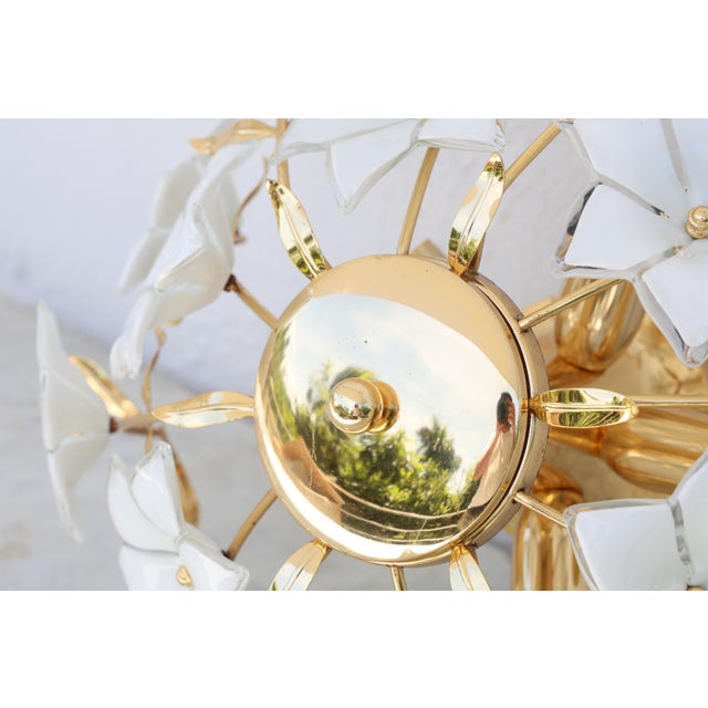 Grace Kelly, Delicious Murano Ceiling Light White Flowers, 1980 For Sale - Image 11 of 16
