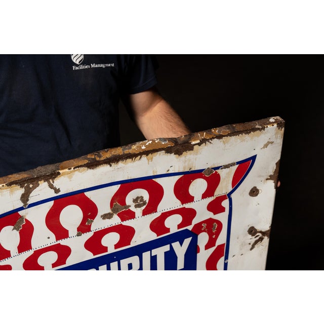 Vintage Security Feeds Porcelain Advertising Sign by Post Sign Co. For Sale In Chicago - Image 6 of 7