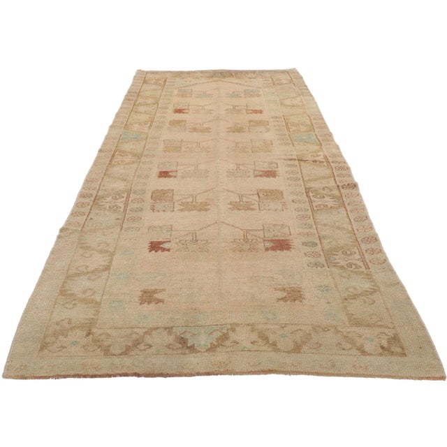 Contemporary Late 20th Century Vintage Turkish Oushak Rug- 03'08 X 09'09 For Sale - Image 3 of 8