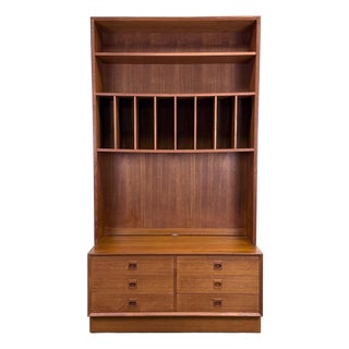 MCM Danish Modern Teak Bookcase Wall Unit by Erik Brouer for Brouer Mobelfabrik For Sale