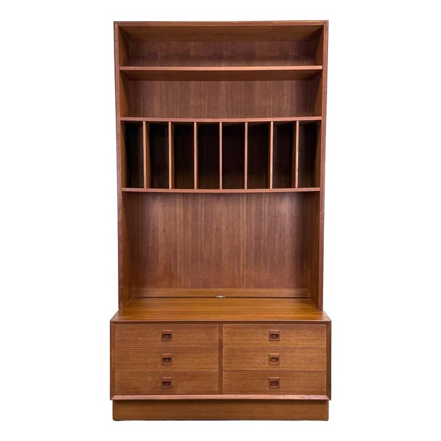 MCM Danish Modern Teak Bookcase Wall Unit by Erik Brouer for Brouer Mobelfabrik For Sale