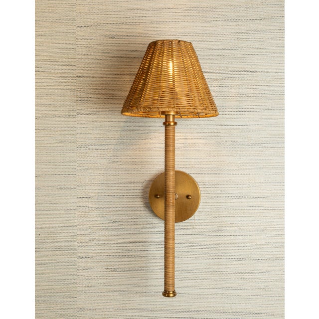 Traditional Malibu Rattan Wall Sconce For Sale - Image 3 of 7