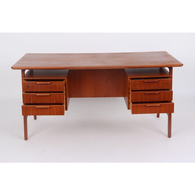 Gunni Omann Danish Teak Model 75 Desk by Gunni Omann for Omann Jun, 1960s For Sale - Image 4 of 17