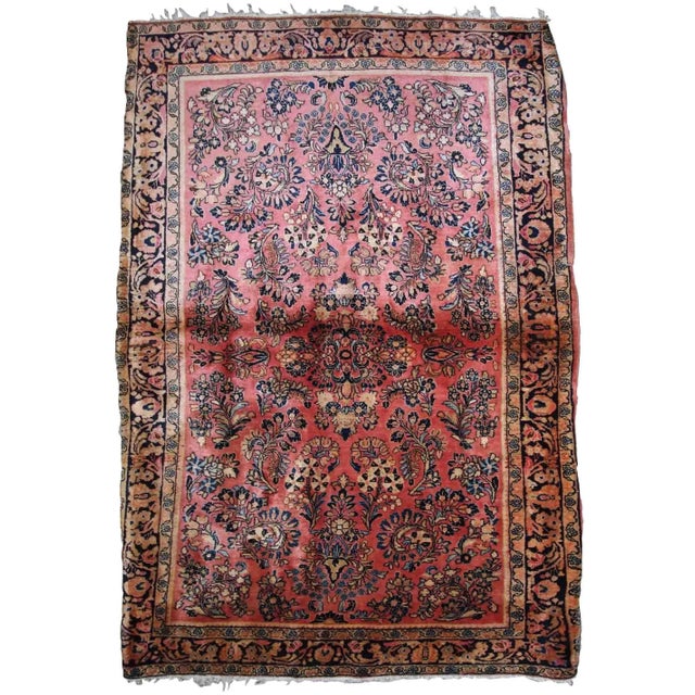 Blue 1920s Antique Handmade Persian Sarouk Rug For Sale - Image 8 of 8