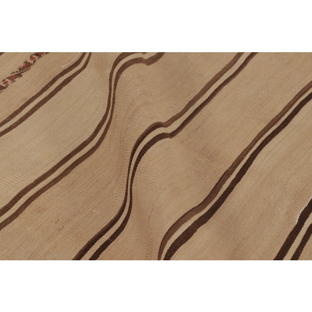 Rug & Kilim’s Contemporary Rez Kilim Flatweave Rug With Brown Striped Design For Sale In New York - Image 6 of 10