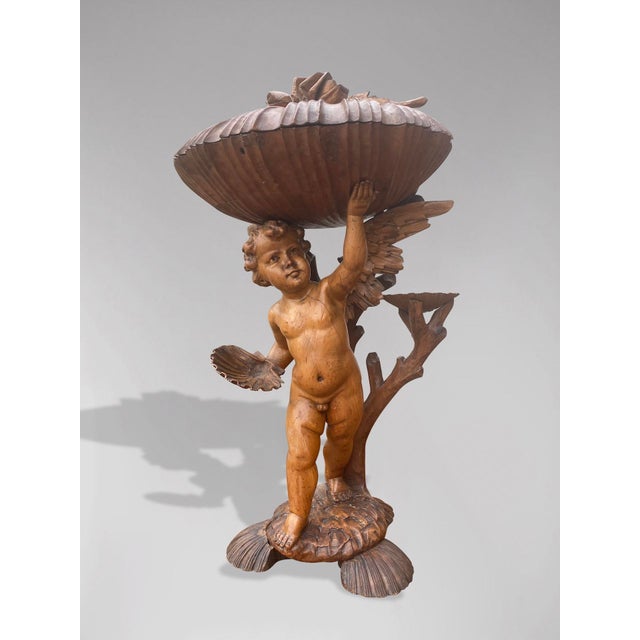 Italian Baroque Putti Statue in Walnut, 1860 For Sale - Image 10 of 10
