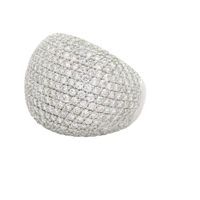 Early 21st Century Diamond 18k White Gold Pave Dome Wide Ring, Size 6.75 For Sale - Image 5 of 8