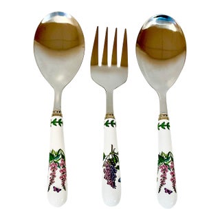 1990s Vintage English Garden Portmeirion by Spode Botanical Garden Serving Utensils - Set of 3. For Sale