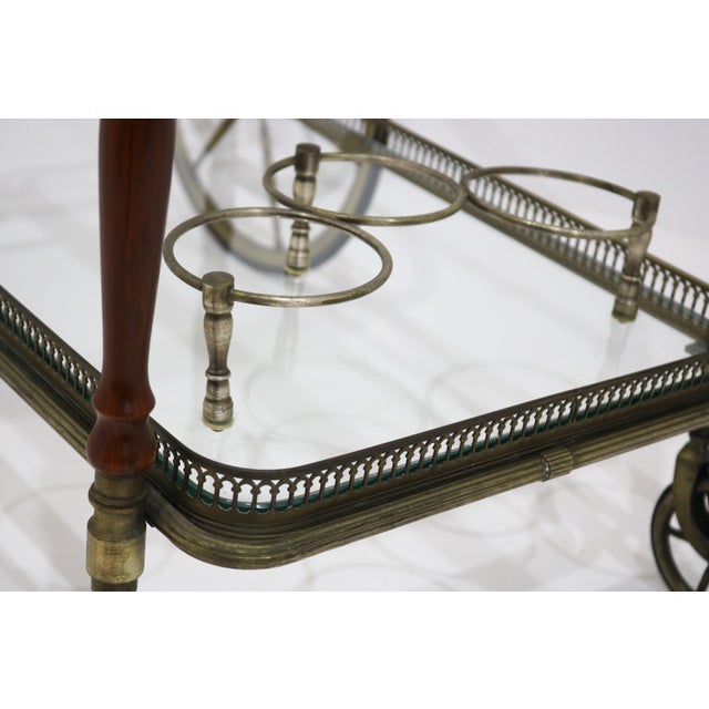 Neoclassical Brass Bar Cart with Pinecone Finials from Maison Baguès, France, 1940s For Sale - Image 17 of 18
