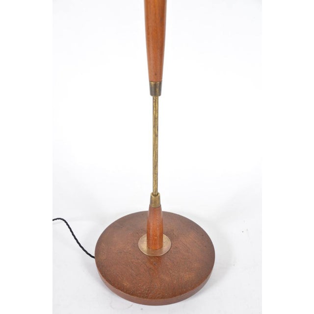 Wood Tall Mid-Century Modern Danish Teak and Brass Floor Lamp, 1960s For Sale - Image 7 of 9