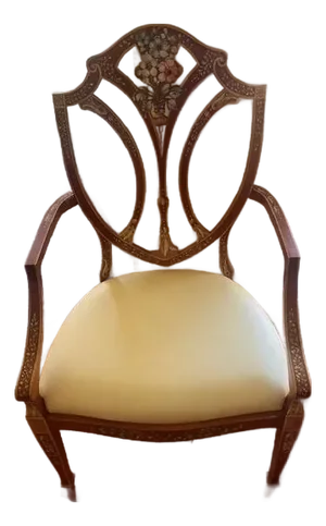 Vintage French Country Hand Painted Shield Back Armchair