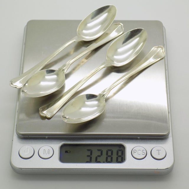 Vintage Italian Handmade Genuine Silver Sugar Spoons, 1970s, Set of 4 For Sale - Image 9 of 12