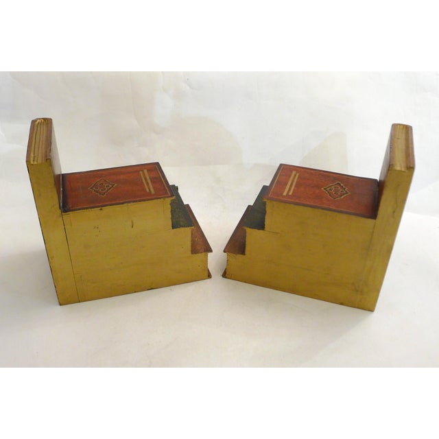 Wood Bookends with Secret Boxes in Trompe L'Oeil of Stacked Books, 1980s, Set of 2 For Sale - Image 10 of 12