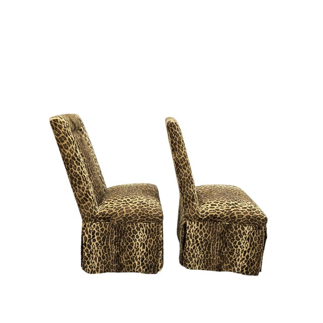Late 20th Century Vintage Henredon Style High-Back Skirted Side Chairs – Pair For Sale - Image 5 of 11