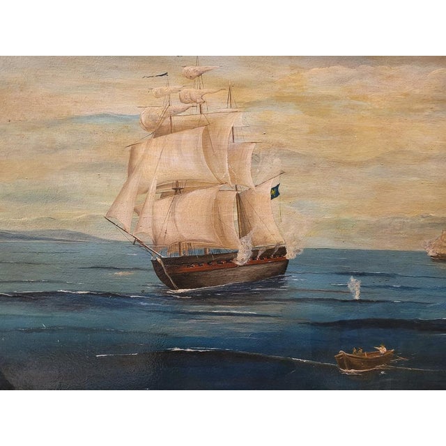 French Artist, Naval Battle, 1800s, Oil on Board, Framed For Sale - Image 6 of 14
