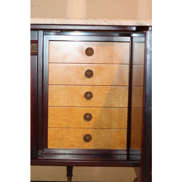 Late 20th Century Monumental Neoclassical Mahogany & Marble Sideboard / Credenza – 102” For Sale - Image 11 of 12