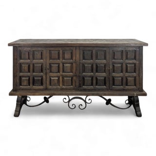 Spanish Carved Oak Sideboard For Sale