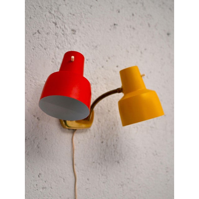 Scandinavian 2-Tone Metal Wall Lamp, 1960s, Set of 2 For Sale - Image 4 of 7