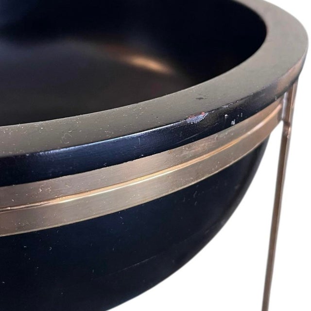 Modern Late 20th Century Ebonized Wood and Brass Neoclassical Style Bowl For Sale - Image 3 of 9