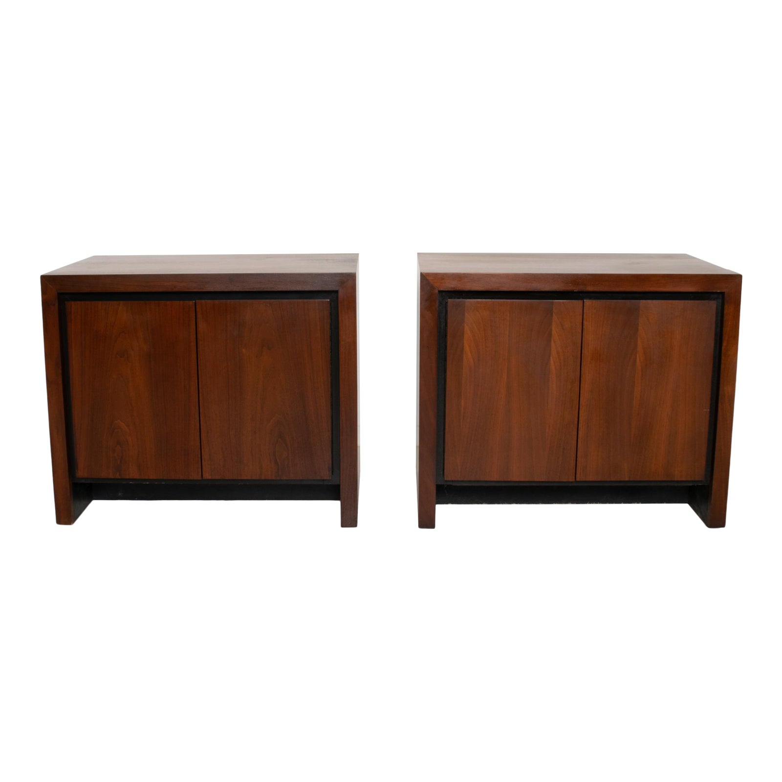 Fabulous Modern Dillingham Side Table Nightstands Swing Doors Rich Walnut 1970s Chairish