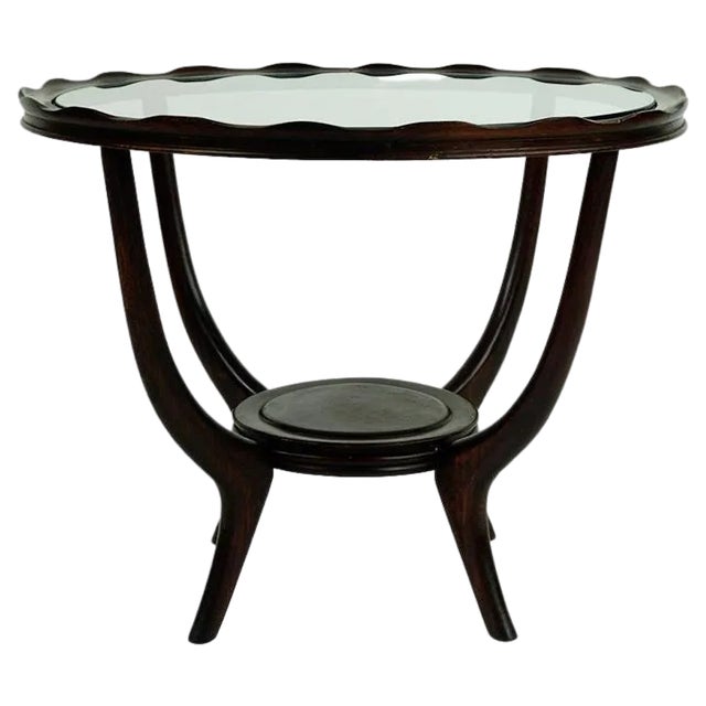 Mid-Century Italian Glass Circular Top Coffee Table attributed to Carlo Di Carli, 1950s For Sale