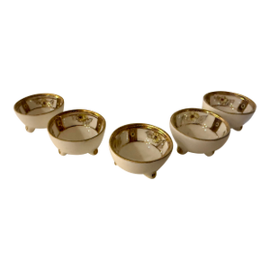Antique Hand Painted Nippon Porcelain Footed Salt Cellars, Set of 5