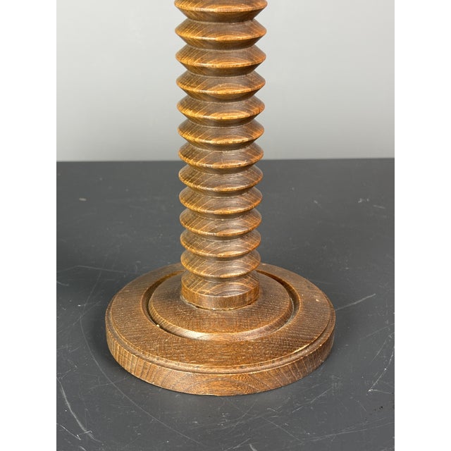 Mid-Century French Brutalist Turned Wood Table Lamp in the Style of Charles Dudouyt, 1950s For Sale - Image 9 of 15