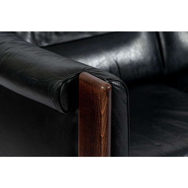 Mid Century Danish Black Leather Sofa in Style of Arne Norell For Sale - Image 13 of 14