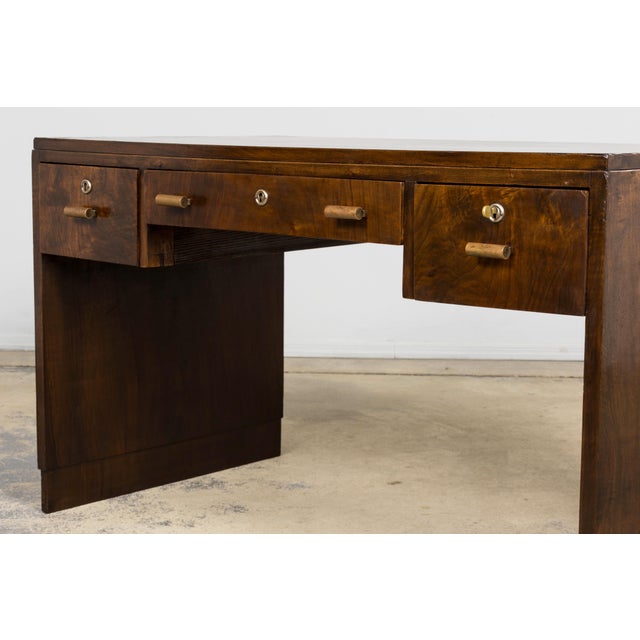 1930s French Art Deco Walnut Writing Desk For Sale - Image 13 of 18