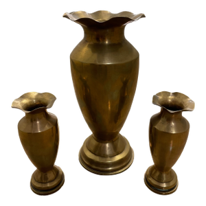 Vintage Brass Vases- Set of 3