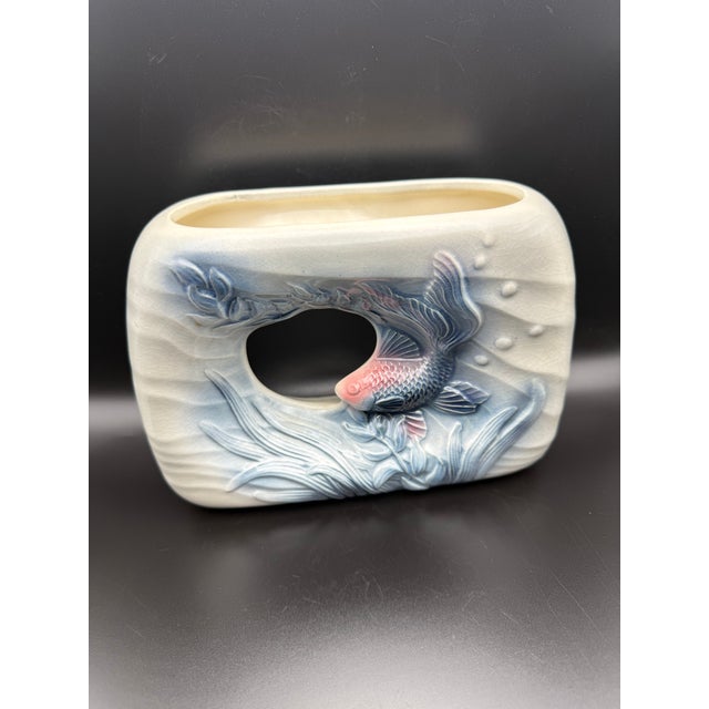 1950s 1950s Royal Copley Koi Fish Openwork Ceramic Planter Vase For Sale - Image 5 of 10