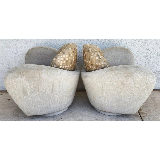 Michael Wolk Miami Club Chairs Swivel Pair For Sale - Image 4 of 11