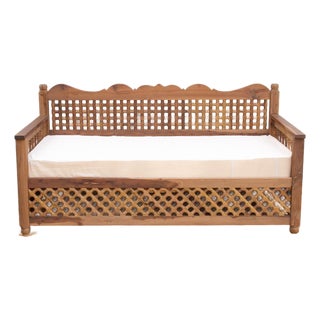 6' Long Mousharabi Reclaimed Teak Lounge Sofa For Sale