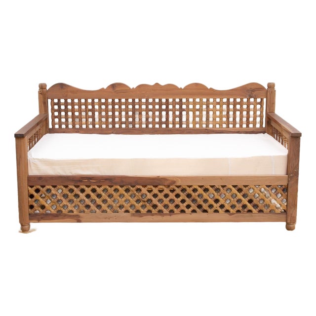 6' Long Mousharabi Reclaimed Teak Lounge Sofa For Sale