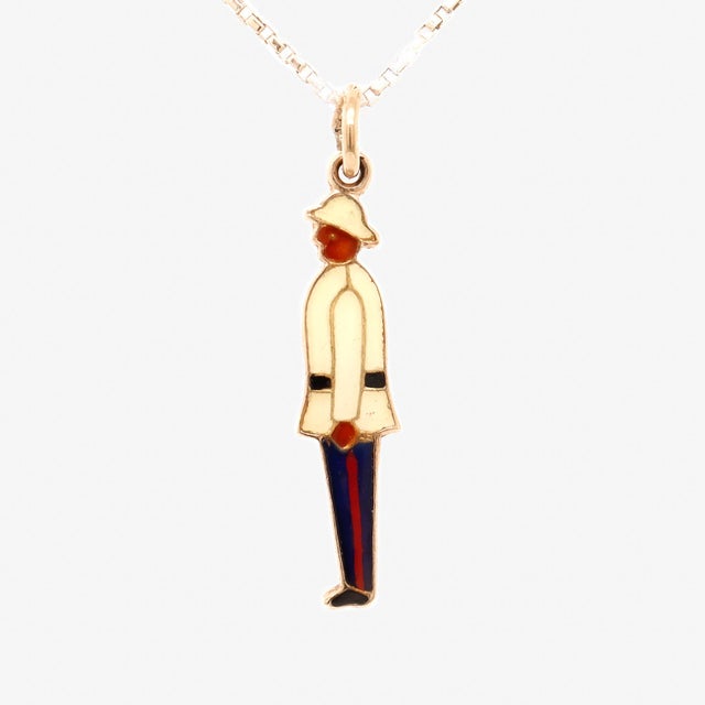 Vintage English 9Ct Gold & Enamel Nassau Bahamas Policeman Charm for a Bracelet For Sale - Image 4 of 13