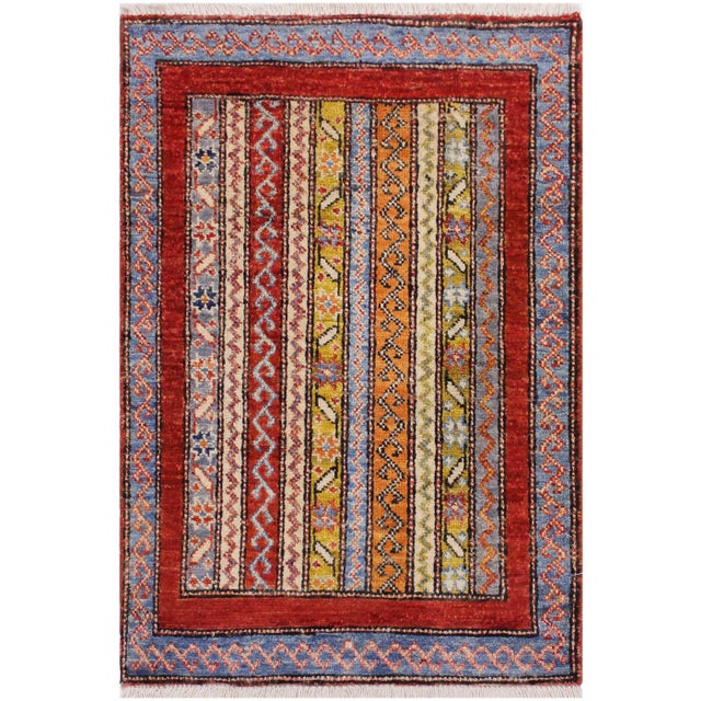 Red 1990s Shabby Chic Vintage Tribal Khurgeen Steffen Rust Wool Rug - 1′11″ × 2′11″ For Sale - Image 8 of 9