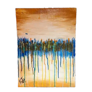 2020s Contemporary Textured Abstract Acrylic Painting on Plywood