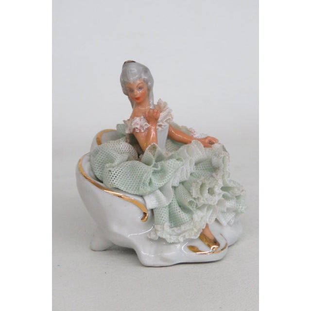 Sandizell Dresden Germany Miniature Lace Porcelain Seated Lady Figurine 5066b For Sale In Miami - Image 6 of 14