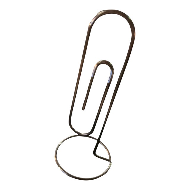 1970s Mid-Century Modern Chrome Oversized Paperclip Decoration For Sale