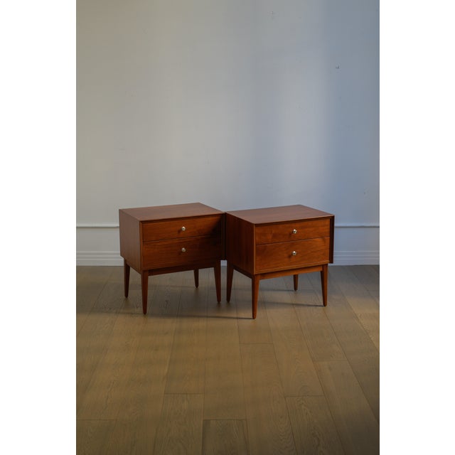 Brown 1950s American of Martinsville Nightstands, Pair, Professionally Refinished For Sale - Image 8 of 9