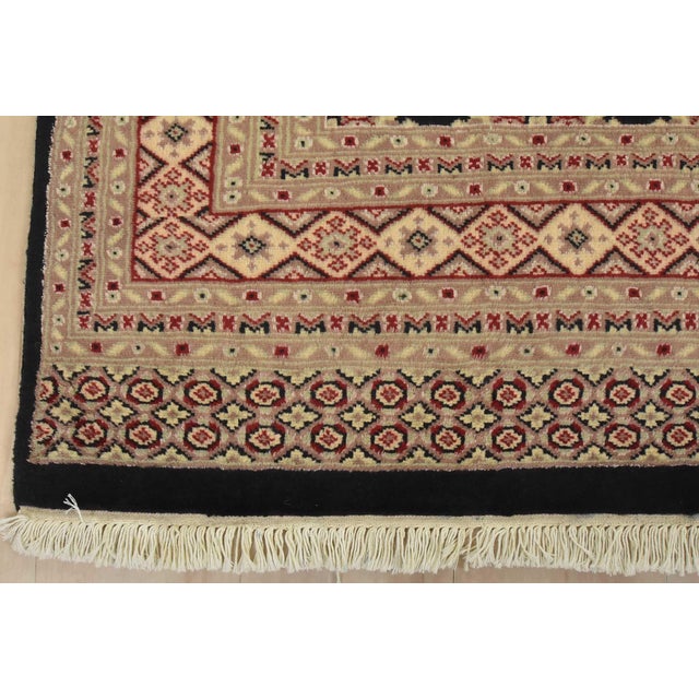 Bokhara Jaldar Rug 6′ X 9’3” Black Wool Tribal Hand-Knotted Oriental Carpet For Sale - Image 10 of 13