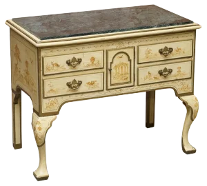Chinese Chippendale Style Sideboard with Chinoiserie Marble Top