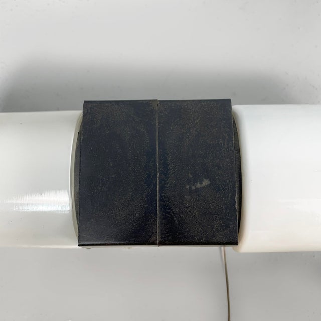 Mid-Century Modern Italian Wall Lamps in Opaline Glass and Black Bakelite, 1950s, Set of 3 For Sale - Image 9 of 18