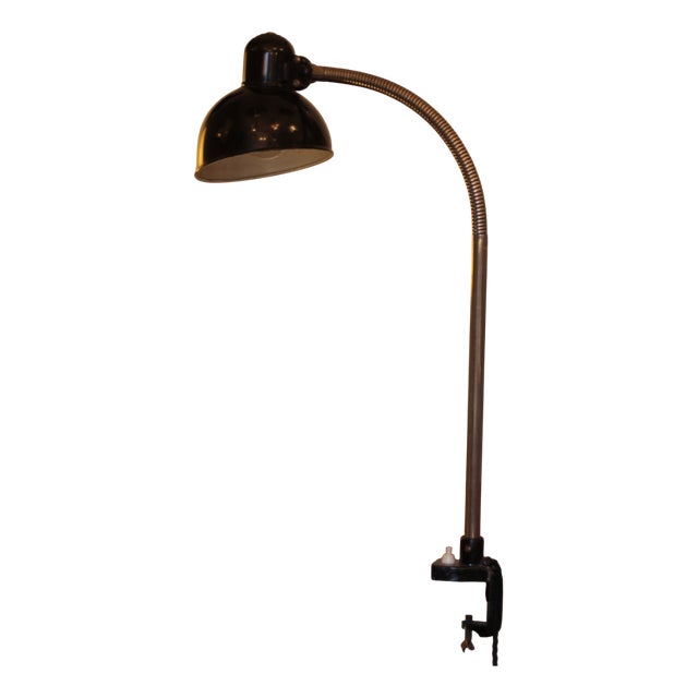 Vintage Desk Clamp Lamp with Swan Neck by Christian Dell for Kaiser Idell, 1940s For Sale