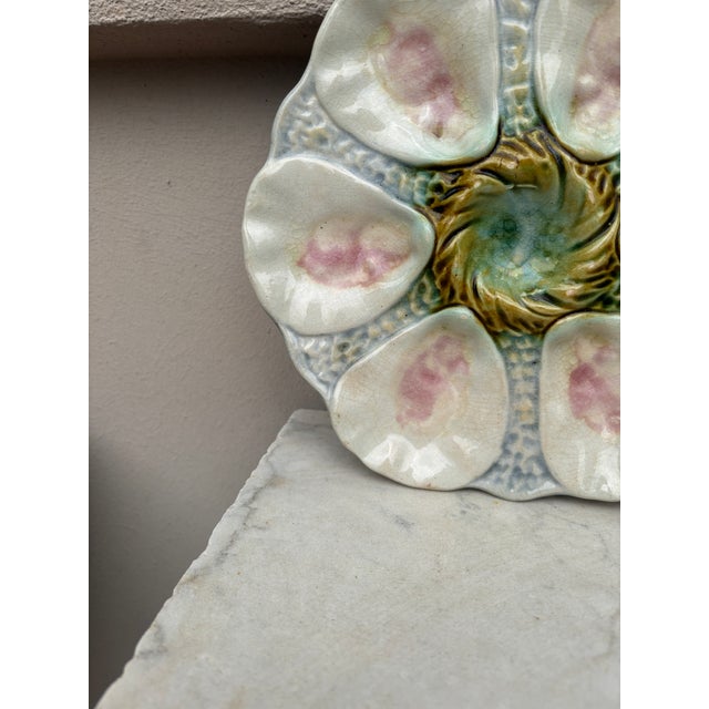 French French Majolica Oyster Plate Orchies, Circa 1900 For Sale - Image 3 of 4